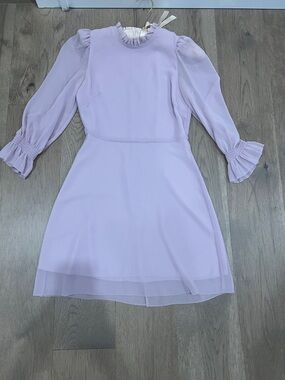 Wilfred Lilac Long-Sleeve Ruffle Neck Dress